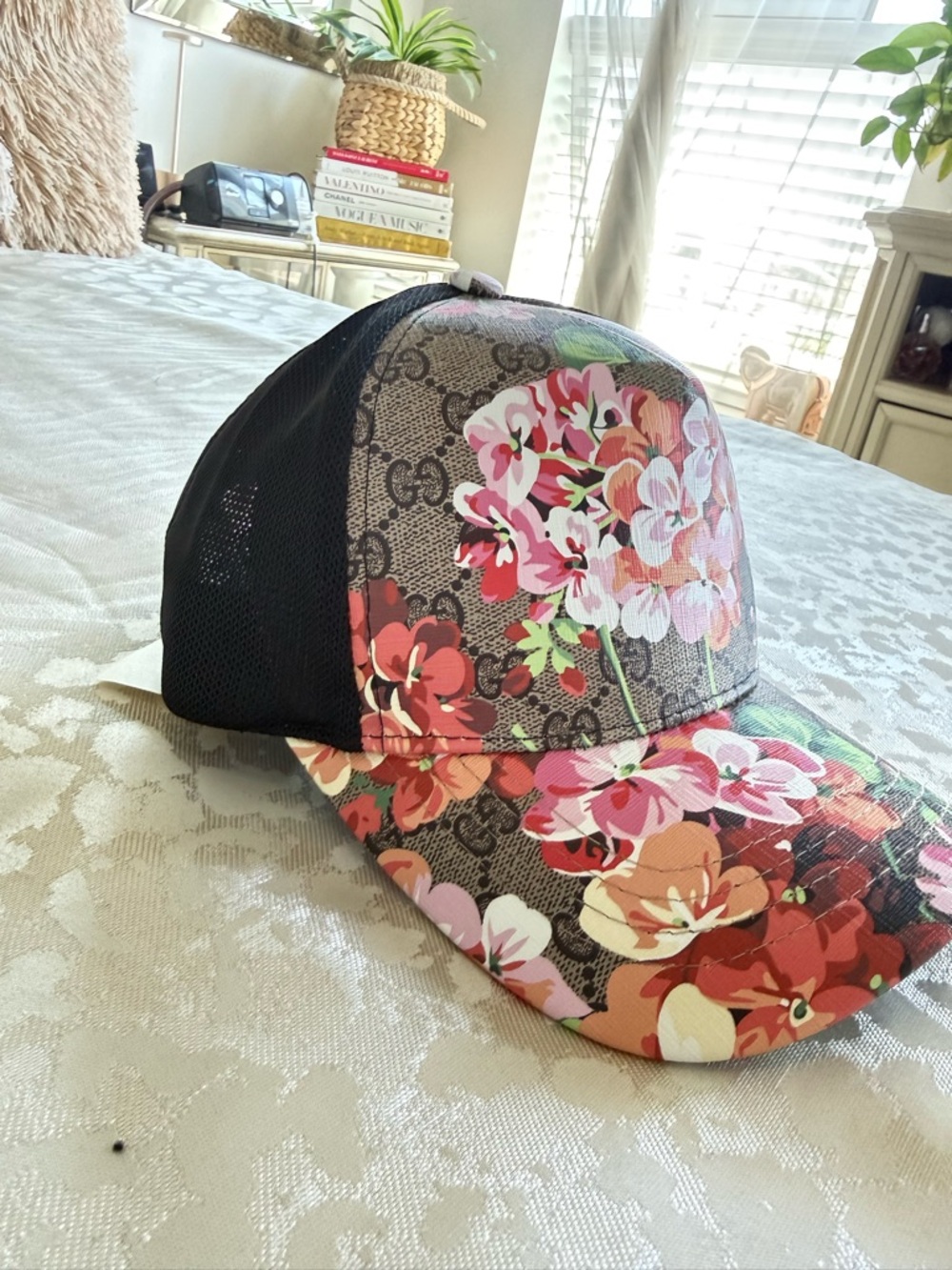 Gucci Floral GG Canvas Baseball Cap - Pink, Green & Coral - Picture 2 of 7